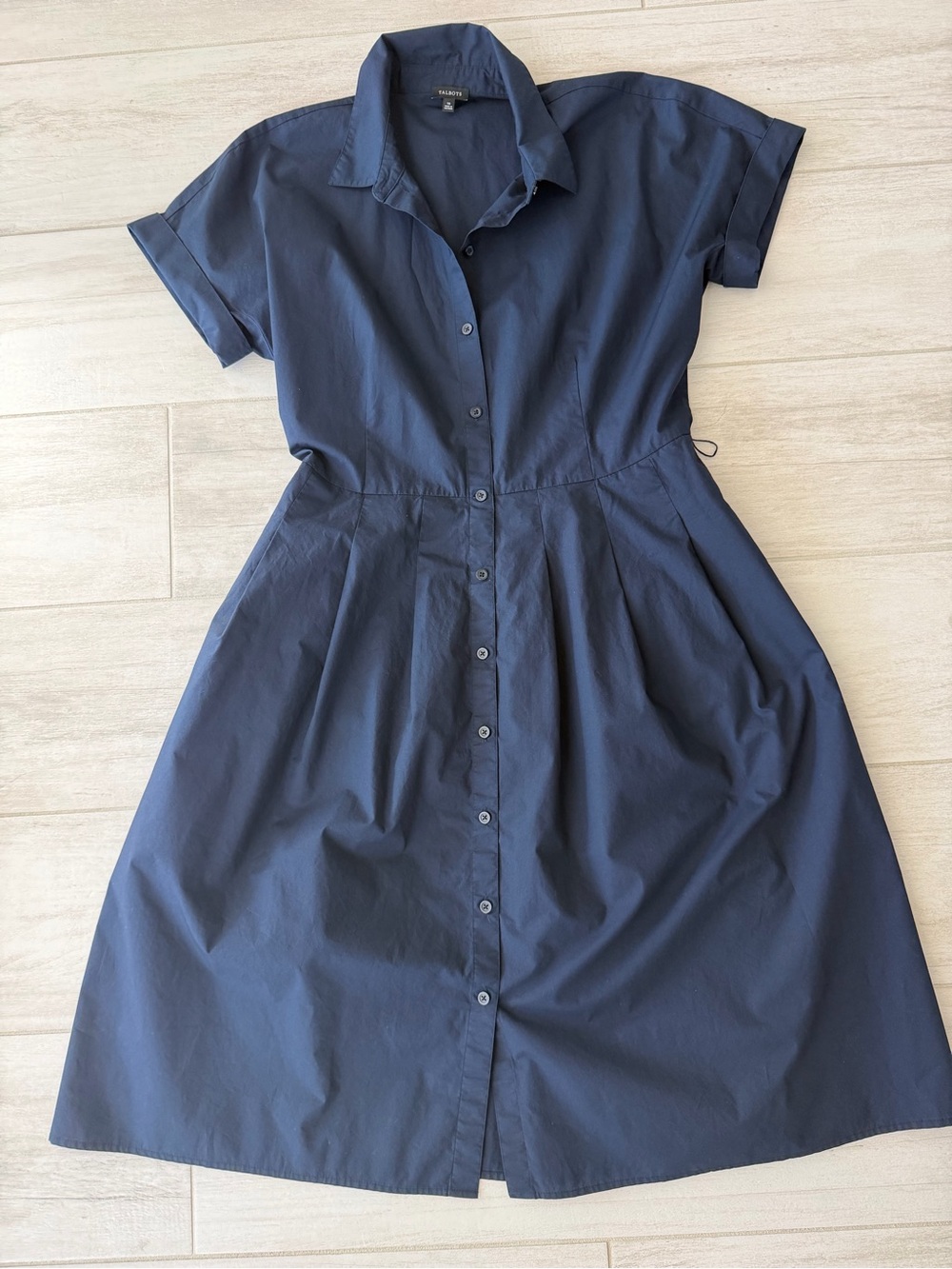 Talbots Classic Navy Button-Front Midi Shirtdress - Navy Size 10 - Picture 5 of 9